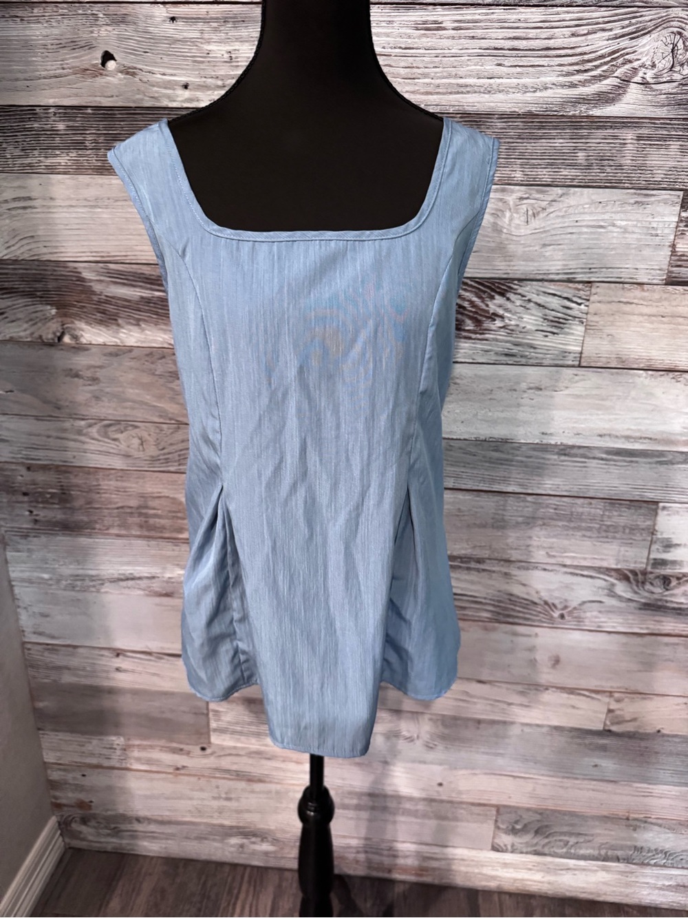 SHEIN Light Blue Sleeveless Square Neck Top with Lace Up Back